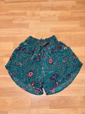 Alchemy Teal Paisley Women's Shorts - Lightweight Summer Shorts Small